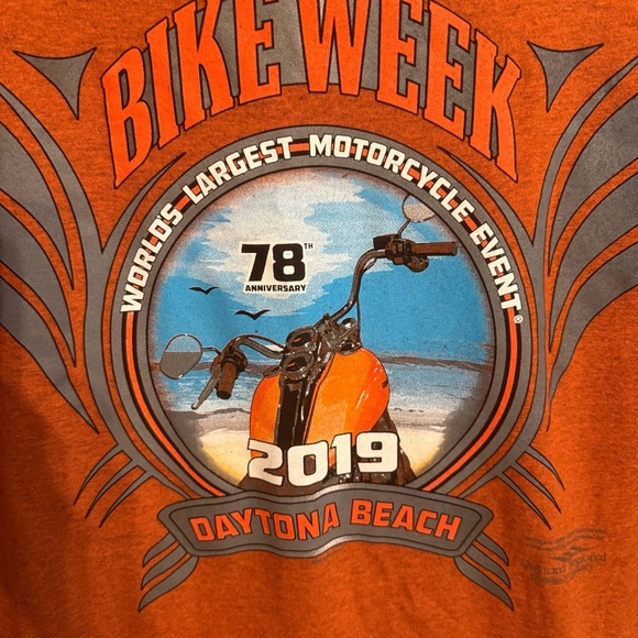 NWT Orange Bike Week Daytona Beach 2019 Graphic T-Shirt Unisex - Picture 2 of 8